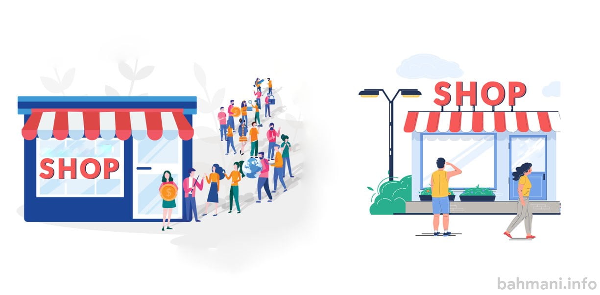 فروشگاه خلوت و شلوغ